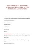 COMPREHENSIVE MATERNAL&NewLine;NURSING &lpar;NUR 230&rpar; EXAM REVIEW&NewLine;QUESTIONS AND ANSWERS