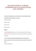 NUR 230 MATERNAL NURSING&NewLine;COMPREHENSIVE EXAM QUESTIONS&NewLine;AND ANSWERS