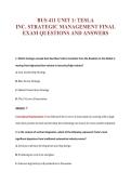 BUS 411 UNIT 1&colon; TESLA&NewLine;INC&period; STRATEGIC MANAGEMENT FINAL&NewLine;EXAM QUESTIONS AND ANSWERS
