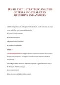 BUS 411 UNIT 1&colon; STRATEGIC ANALYSIS&NewLine;OF TESLA INC&period; FINAL EXAM&NewLine;QUESTIONS AND ANSWERS