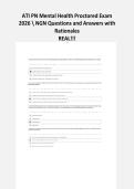 ATI PN Mental Health Proctored Exam&NewLine;2026  NGN Questions and Answers with&NewLine;Rationales&NewLine;REAL&excl;&excl;&excl;