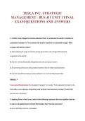 TESLA INC&period; STRATEGIC&NewLine;MANAGEMENT - BUS 411 UNIT 1 FINAL&NewLine;EXAM QUESTIONS AND ANSWERS