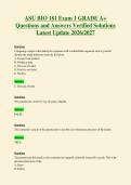 ASU BIO 181 Exam 1 GRADE A&plus;&NewLine;Questions and Answers Verified Solutions&NewLine;Latest Update 2026&sol;2027