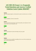 ASU BIO 181 Exam 1 A&plus; Frequently&NewLine;Tested Questions and Answers Verified&NewLine;Solutions Latest Update 2026&sol;2027