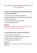DM G&plus;1 EXAM &vert; 157 QUESTIONS Diabetes Mellitus Test with Answers & Rationales