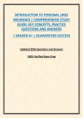 INTRODUCTION TO PERSONAL LINES INSURANCE &vert; COMPREHENSIVE STUDY GUIDE&comma; KEY CONCEPTS&comma; PRACTICE QUESTIONS AND ANSWERS