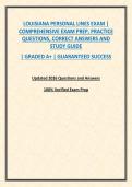 LOUISIANA PERSONAL LINES EXAM &vert; COMPREHENSIVE EXAM PREP&comma; PRACTICE QUESTIONS&comma; CORRECT ANSWERS AND STUDY GUIDE