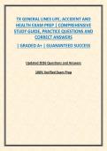 TX GENERAL LINES LIFE&comma; ACCIDENT AND HEALTH EXAM PREP &vert; COMPREHENSIVE STUDY GUIDE&comma; PRACTICE QUESTIONS AND CORRECT ANSWERS