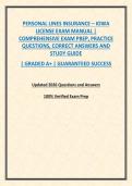 PERSONAL LINES INSURANCE &ndash; IOWA LICENSE EXAM MANUAL &vert; COMPREHENSIVE EXAM PREP&comma; PRACTICE QUESTIONS&comma; CORRECT ANSWERS AND STUDY GUIDE