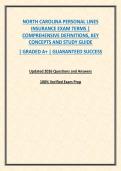 NORTH CAROLINA PERSONAL LINES INSURANCE EXAM TERMS &vert; COMPREHENSIVE DEFINITIONS&comma; KEY CONCEPTS AND STUDY GUIDE