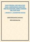 IDAHO PERSONAL LINES SIMULATION EXAM &vert; COMPREHENSIVE EXAM PREP&comma; PRACTICE QUESTIONS&comma; CORRECT ANSWERS AND STUDY GUIDE