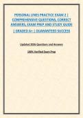 PERSONAL LINES PRACTICE EXAM 2 &vert; COMPREHENSIVE QUESTIONS&comma; CORRECT ANSWERS&comma; EXAM PREP AND STUDY GUIDE