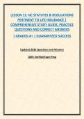 LESSON 11&colon; NC STATUTES & REGULATIONS PERTINENT TO LIFE INSURANCE &vert; COMPREHENSIVE STUDY GUIDE&comma; PRACTICE QUESTIONS AND CORRECT ANSWERS