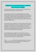 MARKETING 201 STUDY GUIDE EXAM 1 QUESTIONS WITH ACCURATE ANSWERS
