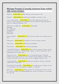 Michigan Property & Casualty Insurance Exam verified &NewLine;with correct answers  