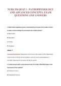 NURS 354 QUIZ 1 - PATHOPHYSIOLOGY&NewLine;AND ADVANCED CONCEPTS&period; EXAM&NewLine;QUESTIONS AND ANSWERS
