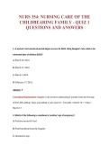 NURS 354&colon; NURSING CARE OF THE&NewLine;CHILDBEARING FAMILY - QUIZ 1&NewLine;QUESTIONS AND ANSWERS
