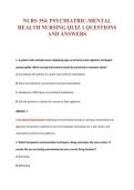 NURS 354&colon; PSYCHIATRIC-MENTAL&NewLine;HEALTH NURSING QUIZ 1 QUESTIONS&NewLine;AND ANSWERS