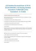 ATI Nutrition Proctored Exam ACTUAL EXAM 2026&sol;2027 &vert; ATI Nursing Nutrition Assessment &vert; Verified Q&A &vert; Pass Guaranteed - A&plus; Graded