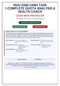WGU D389 UXM4 Task 1 Complete QUOTA Analysis and Health Coach &vert; 140 Questions and Answers &vert; 2026 Update &vert; Complete 