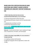 Nurse Executive Certification &lpar;NE-BC&rpar; Exam Questions and Correct Answer