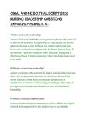 CNML AND NE BC FINAL SCRIPT 2026&NewLine;NURSING LEADERSHIP QUESTIONS&NewLine;ANSWERS COMPLETE A&plus;