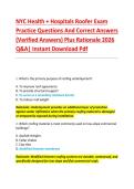 NYC Health &plus; Hospitals Roofer Exam &NewLine;Practice Questions And Correct Answers &NewLine;&lpar;Verified Answers&rpar; Plus Rationale 2026 &NewLine;Q&A&vert; Instant Download Pdf