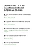 CNPR PHARMACEUTICAL ACTUAL&NewLine;EXAMINATION TEST PAPER 2026&NewLine;QUESTIONS AND SOLUTIONS