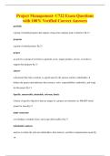 Project Management- C722 Exam Questions&NewLine;with 100&percnt; Verified Correct Answers