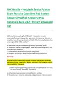 NYC Health &plus; Hospitals Senior Painter &NewLine;Exam Practice Questions And Correct &NewLine;Answers &lpar;Verified Answers&rpar; Plus &NewLine;Rationale 2026 Q&A&vert; Instant Download &NewLine;Pdf  