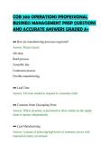 COB 300 OPERATIONS FINAL PAPER&NewLine;PRACTICE QUESTIONS WITH VERIFIED&NewLine;ANSWERS PACKAGE