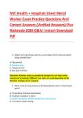 NYC Health &plus; Hospitals Sheet Metal &NewLine;Worker Exam Practice Questions And &NewLine;Correct Answers &lpar;Verified Answers&rpar; Plus &NewLine;Rationale 2026 Q&A&vert; Instant Download &NewLine;Pdf  