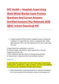 NYC Health &plus; Hospitals Supervising &NewLine;Sheet Metal Worker Exam Practice &NewLine;Questions And Correct Answers &NewLine;&lpar;Verified Answers&rpar; Plus Rationale 2026 &NewLine;Q&A&vert; Instant Download Pdf 