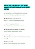 COGNITIVE PSYCHOLOGY TEST BANK&NewLine;COMPLETE PRACTICE QUESTIONS EXPERT&NewLine;REVIEW