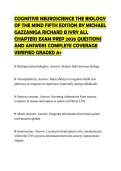 COGNITIVE NEUROSCIENCE THE BIOLOGY&NewLine;OF THE MIND FIFTH EDITION BY MICHAEL&NewLine;GAZZANIGA RICHARD B IVRY ALL&NewLine;CHAPTERS EXAM PREP 2026 QUESTIONS&NewLine;AND ANSWERS COMPLETE COVERAGE&NewLine;VERIFIED GRADED A&plus;
