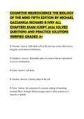 COGNITIVE NEUROSCIENCE THE BIOLOGY&NewLine;OF THE MIND FIFTH EDITION BY MICHAEL&NewLine;GAZZANIGA RICHARD B IVRY ALL&NewLine;CHAPTERS EXAM SCRIPT 2026 SOLVED&NewLine;QUESTIONS AND PRACTICE SOLUTIONS&NewLine;VERIFIED GRADED A&plus;