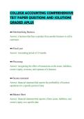 COLLEGE ACCOUNTING COMPREHENSIVE&NewLine;TEST PAPER QUESTIONS AND SOLUTIONS&NewLine;GRADED APLUS