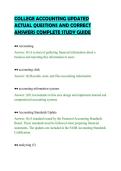COLLEGE ACCOUNTING UPDATED&NewLine;ACTUAL QUESTIONS AND CORRECT&NewLine;ANSWERS COMPLETE STUDY GUIDE