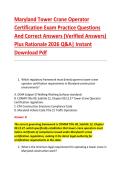 Maryland Tower Crane Operator &NewLine;Certification Exam Practice Questions &NewLine;And Correct Answers &lpar;Verified Answers&rpar; &NewLine;Plus Rationale 2026 Q&A&vert; Instant &NewLine;Download Pdf