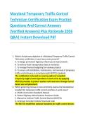 Maryland Temporary Traffic Control &NewLine;Technician Certification Exam Practice &NewLine;Questions And Correct Answers &NewLine;&lpar;Verified Answers&rpar; Plus Rationale 2026 &NewLine;Q&A&vert; Instant Download Pdf  