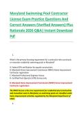 Maryland Swimming Pool Contractor &NewLine;License Exam Practice Questions And &NewLine;Correct Answers &lpar;Verified Answers&rpar; Plus &NewLine;Rationale 2026 Q&A&vert; Instant Download &NewLine;Pdf 