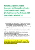 Maryland Suspended Scaffold &NewLine;Supervisor Certification Exam Practice &NewLine;Questions And Correct Answers &NewLine;&lpar;Verified Answers&rpar; Plus Rationale 2026 &NewLine;Q&A&vert; Instant Download Pdf 