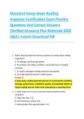 Maryland Steep-Slope Roofing &NewLine;Inspector Certification Exam Practice &NewLine;Questions And Correct Answers &NewLine;&lpar;Verified Answers&rpar; Plus Rationale 2026 &NewLine;Q&A&vert; Instant Download Pdf 