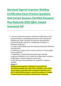 Maryland Special Inspector Welding &NewLine;Certification Exam Practice Questions &NewLine;And Correct Answers &lpar;Verified Answers&rpar; &NewLine;Plus Rationale 2026 Q&A&vert; Instant &NewLine;Download Pdf  