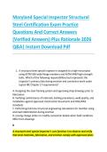 Maryland Special Inspector Structural &NewLine;Steel Certification Exam Practice &NewLine;Questions And Correct Answers &NewLine;&lpar;Verified Answers&rpar; Plus Rationale 2026 &NewLine;Q&A&vert; Instant Download Pdf 