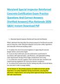 Maryland Special Inspector Reinforced &NewLine;Concrete Certification Exam Practice &NewLine;Questions And Correct Answers &NewLine;&lpar;Verified Answers&rpar; Plus Rationale 2026 &NewLine;Q&A&vert; Instant Download Pdf 