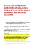 Maryland Smart Building Installer &NewLine;Certification Exam Practice Questions &NewLine;And Correct Answers &lpar;Verified Answers&rpar; &NewLine;Plus Rationale 2026 Q&A&vert; Instant &NewLine;Download Pdf 