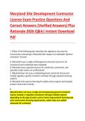 Maryland Site Development Contractor &NewLine;License Exam Practice Questions And &NewLine;Correct Answers &lpar;Verified Answers&rpar; Plus &NewLine;Rationale 2026 Q&A&vert; Instant Download &NewLine;Pdf 