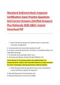 Maryland Sediment Basin Inspector &NewLine;Certification Exam Practice Questions &NewLine;And Correct Answers &lpar;Verified Answers&rpar; &NewLine;Plus Rationale 2026 Q&A&vert; Instant &NewLine;Download Pdf 