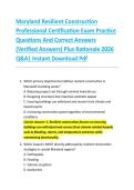 Maryland Resilient Construction &NewLine;Professional Certification Exam Practice &NewLine;Questions And Correct Answers &NewLine;&lpar;Verified Answers&rpar; Plus Rationale 2026 &NewLine;Q&A&vert; Instant Download Pdf 